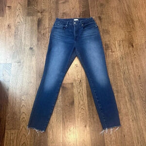 Good American Good Waist Raw-Hem Skinny Jeans Blue Size 14